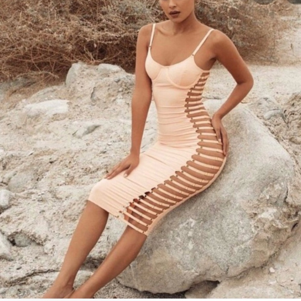 House of CB Peach Midi Dress